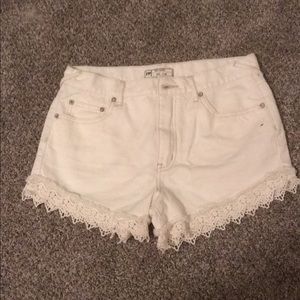Free People White Jean Shorts